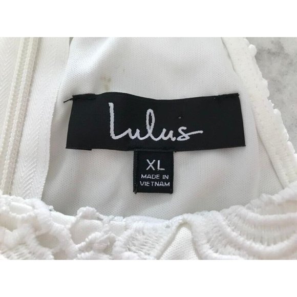 LULU'S Love Poem Crochet Lace Halter Sleeveless Bridal Mini Dress Size XL White - Picture 8 of 10